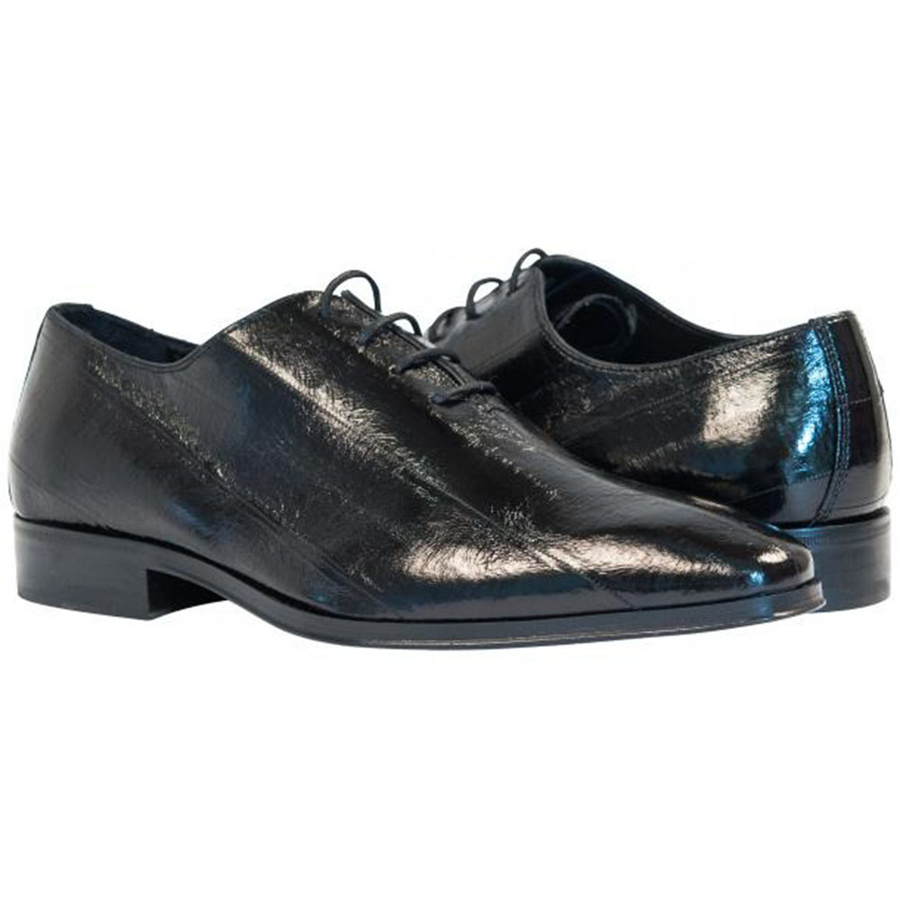 Paolo Shoes Bernard Eel Skin Oxfords Black Image