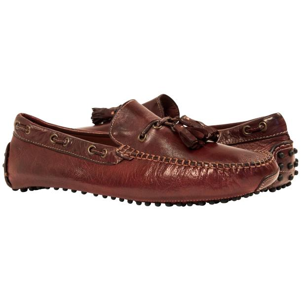 Paolo Shoes Alan Tasseled Driving Loafers Brown Image