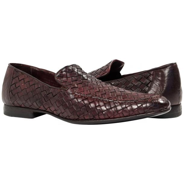 By-product perspective Fumble Paolo Shoes Caesar Nappa Woven Loafers Liver | MensDesignerShoe.com