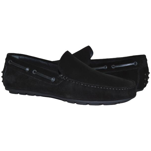 Paolo Shoes Carlito Suede Driving Shoes Black Image
