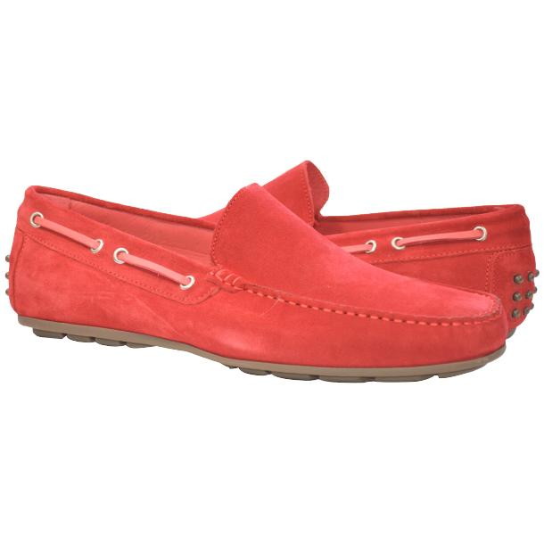 Paolo Shoes Carlito Suede Driving Shoes Red Image