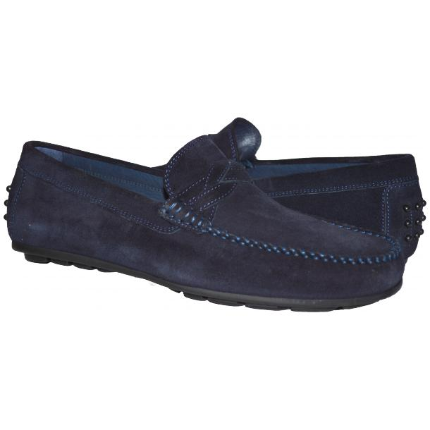Paolo Shoes Dino Suede Driving Shoes Blue Image