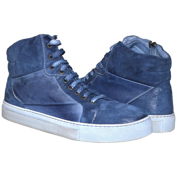 Paolo Shoes Errol Suede High Top Sneakers Blue Image