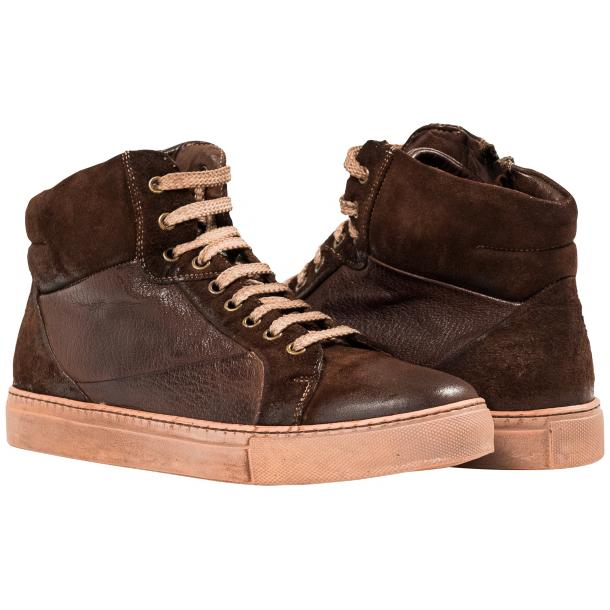 Paolo Shoes Errol Suede High Top Sneakers Dark Brown Image