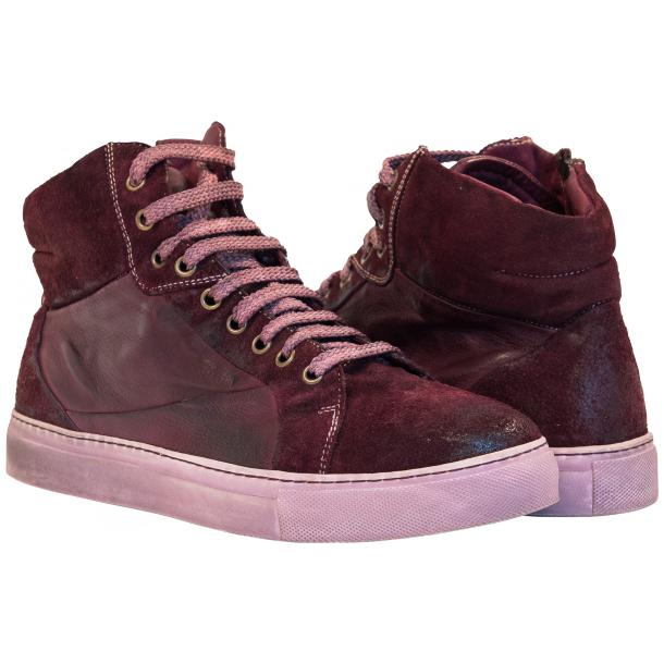 Paolo Shoes Errol Suede High Top Sneakers Oxblood Image