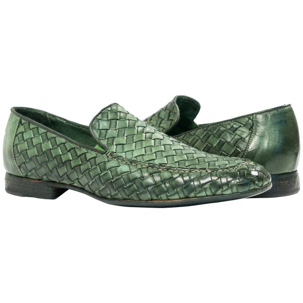 Paolo Shoes Jerome Nappa Woven Loafers Green Image