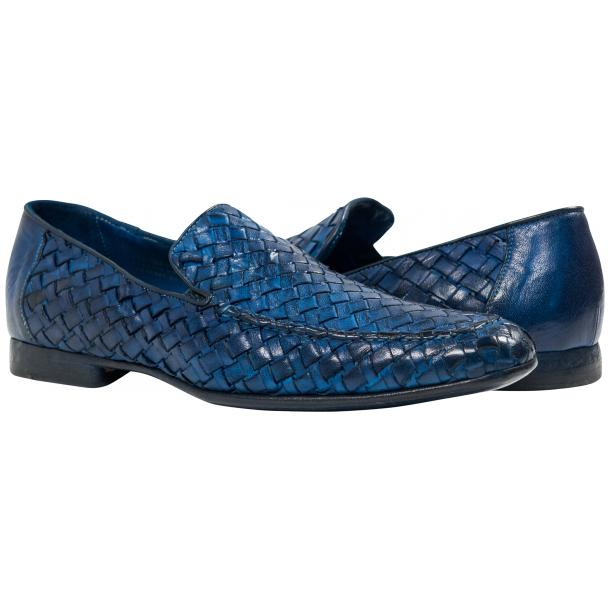 Paolo Shoes Oli Nappa Woven Loafers Indigo Image