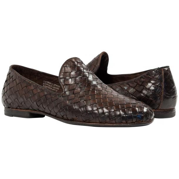 Paolo Shoes Scott Woven Loafers Dark Brown Image