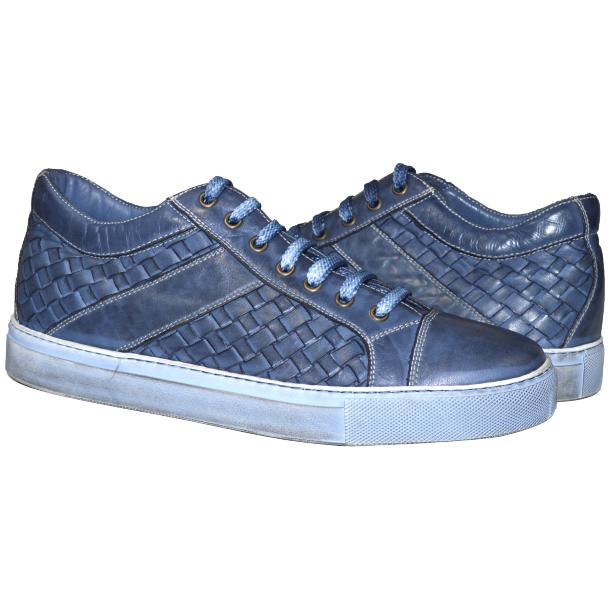Paolo Shoes Tyler Woven Sneakers Pacific Blue Image