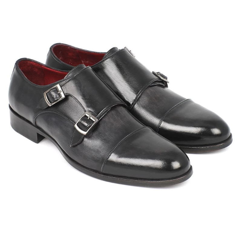 Paul Parkman Double Monk Strap Shoes Gray/Black Image