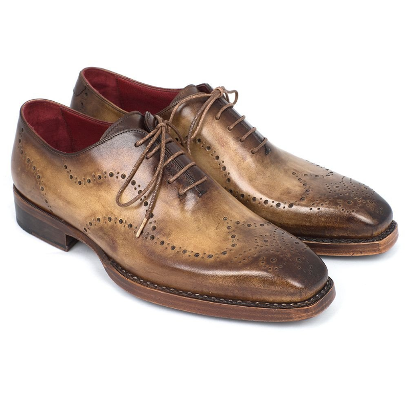 Paul Parkman Goodyear Welted Wingtip Oxfords Antique Tan Image