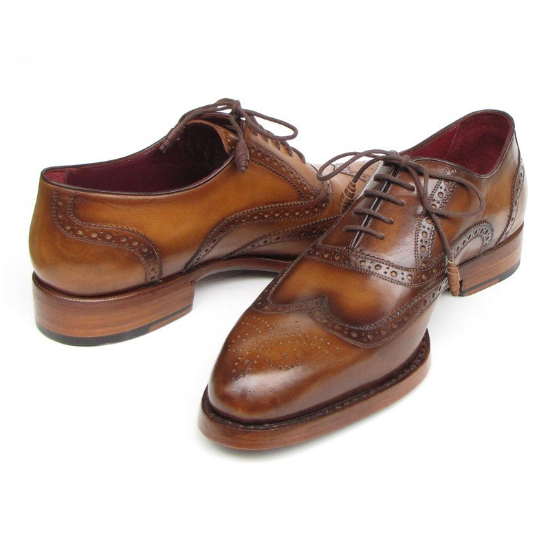 Paul Parkman Goodyear Welted Wingtip Shoes Tobacco Image