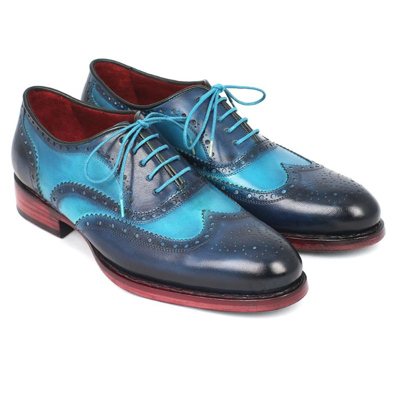 Paul Parkman Goodyear Welted Wingtip Oxfords Turquoise / Blue Image