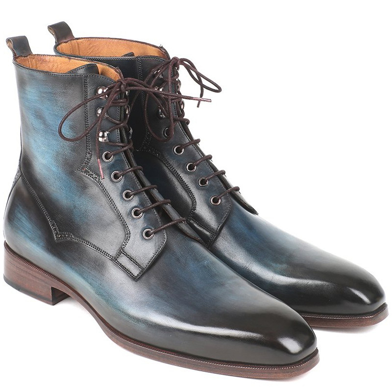 Paul Parkman Leather Boots Blue & Brown Image
