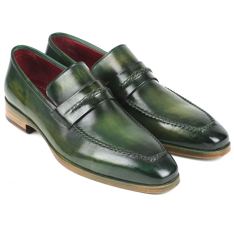 Paul Parkman Leather Loafer Shoes Green Image