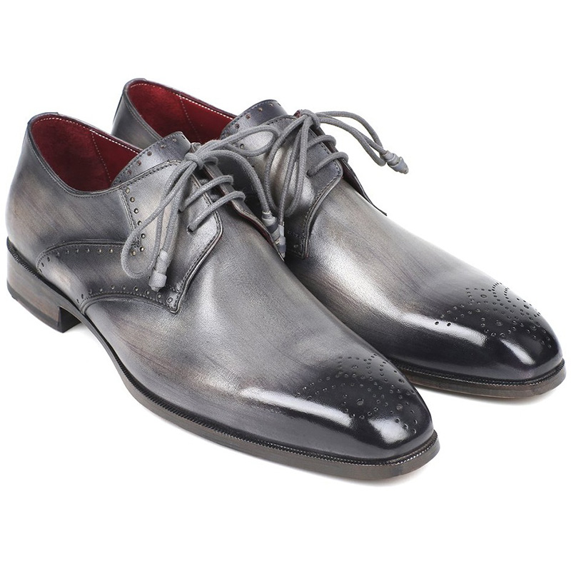 Paul Parkman Leather Medallion Toe Derby Shoes Gray Image