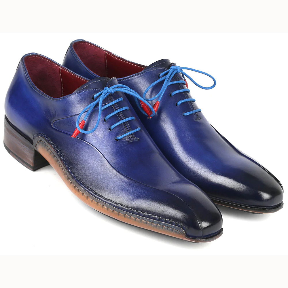 Paul Parkman Side Handsewn Leather Oxford Shoes Blue Image