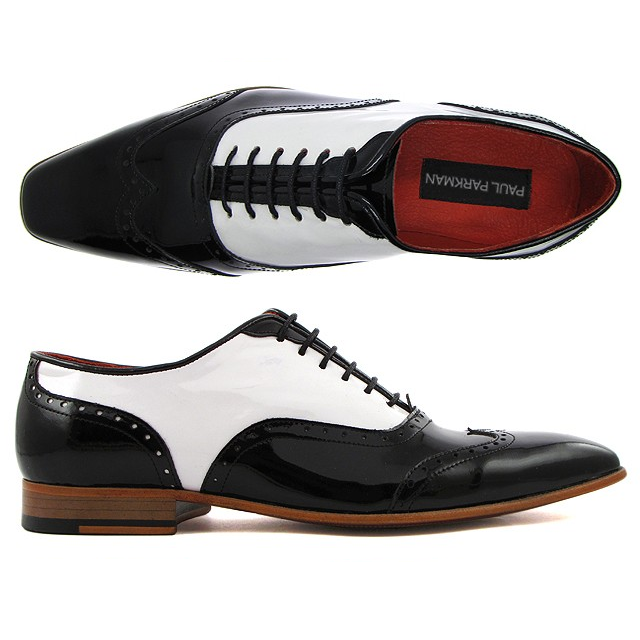 Paul Parkman Two-Tone Wingtip Dress Shoes Black / White Image