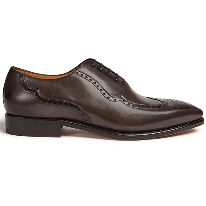 Paul Stuart Milano Calfskin Wing Tip Shoes Grey Image