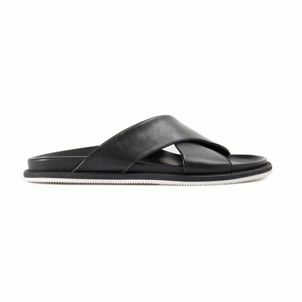 Paul Stuart Punta Leather Sandals Black Image