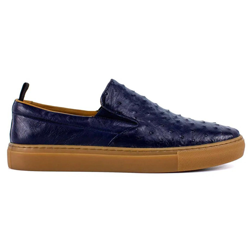 Corrente by Pelle Line Grafton P0002 Ostrich Fashion Loafers Navy Image
