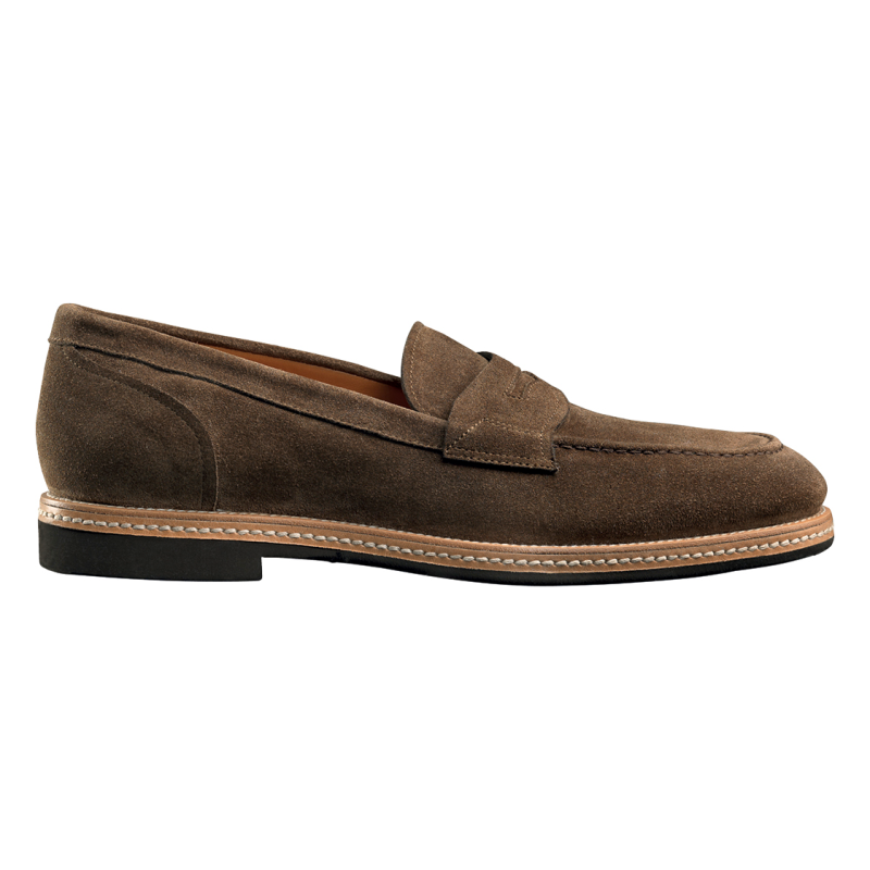 Santoni 11429 Suede Penny Loafers Brown Image