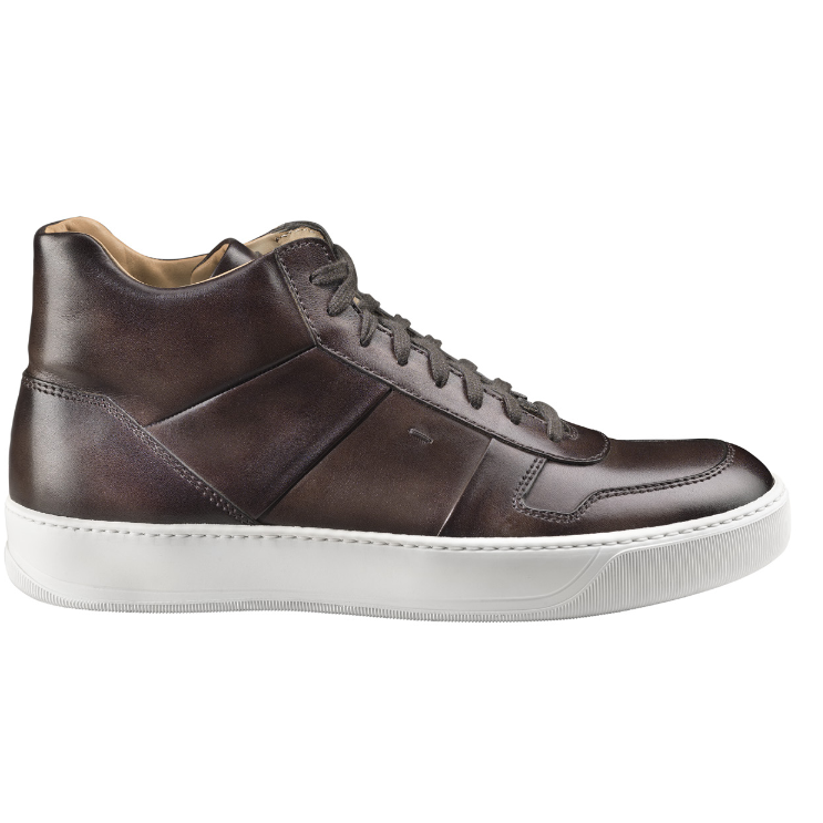 Santoni Ash TQ3 Calfskin High Top Sneakers Dark Brown Image