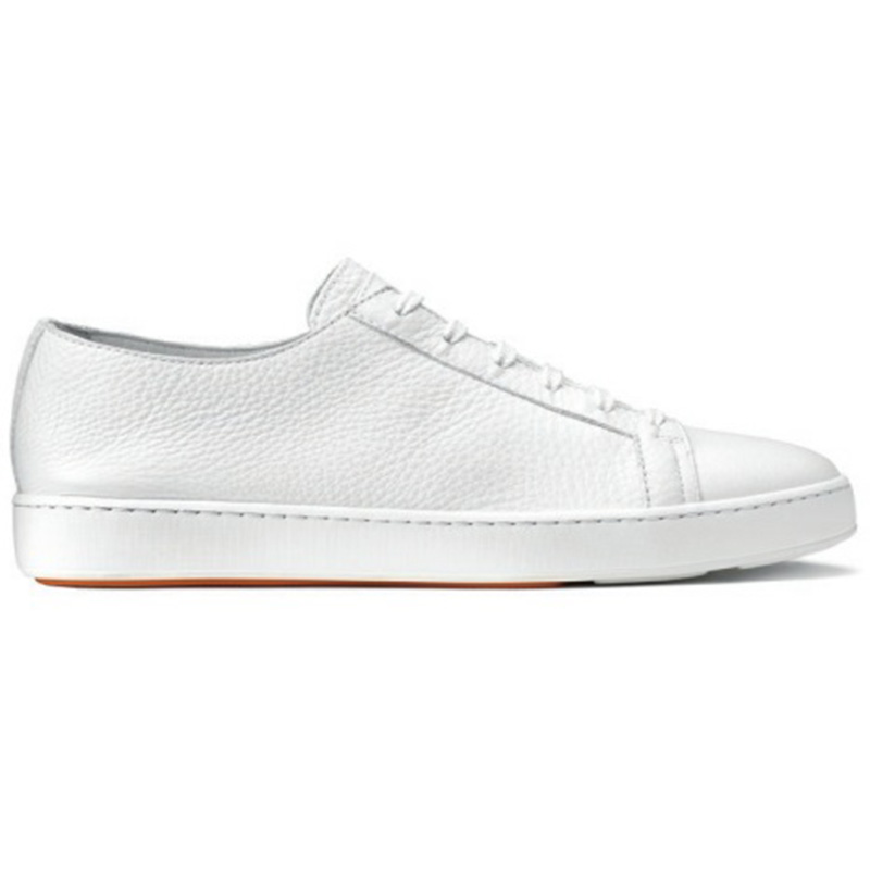 Santoni Cleanic MI Tumbled Calfskin Sneaker White Image