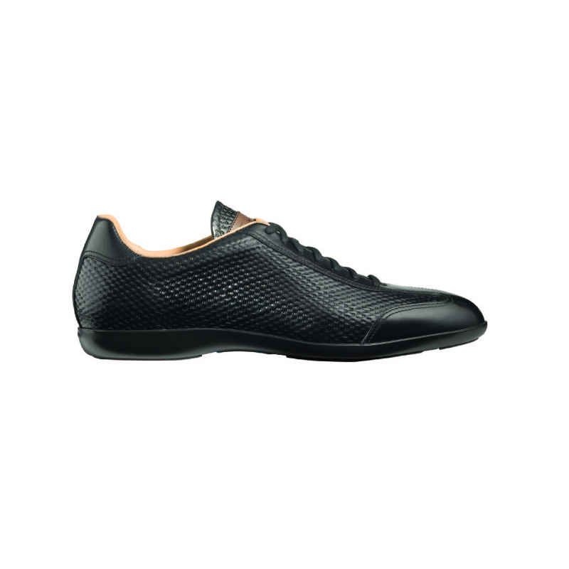 Santoni Cortez N1 Textured Calfskin Sneakers Black Image