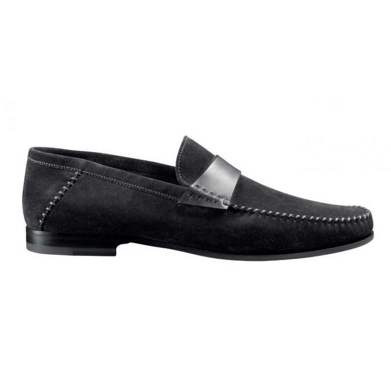 Santoni Paine S8 Suede Strap Loafers Gray Image