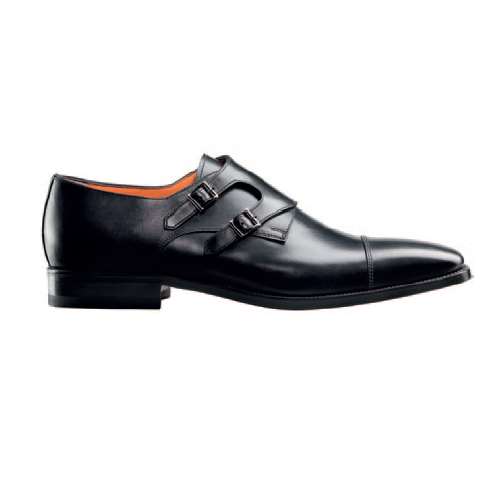 Santoni Sumner Double Monk Strap Shoes Black Image