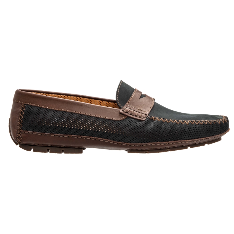 Stemar Amalfi Perforated Driving Loafers Black / Brown Image