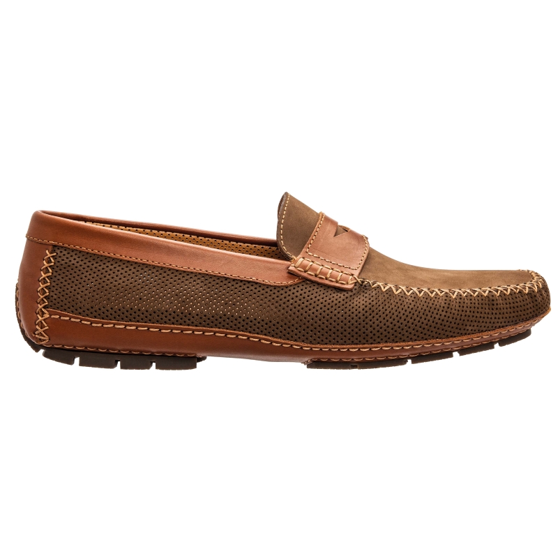 Stemar Perforated Driving Loafers Brown / Tan Image