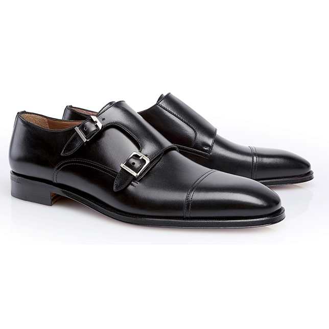 Converge Intestines Photoelectric Stemar Modena Double Monk Strap Shoes Black | MensDesignerShoe.com
