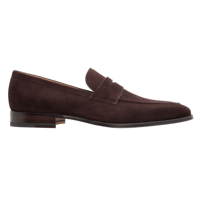 Stemar Napoli Suede Penny Loafers Dark Brown Image