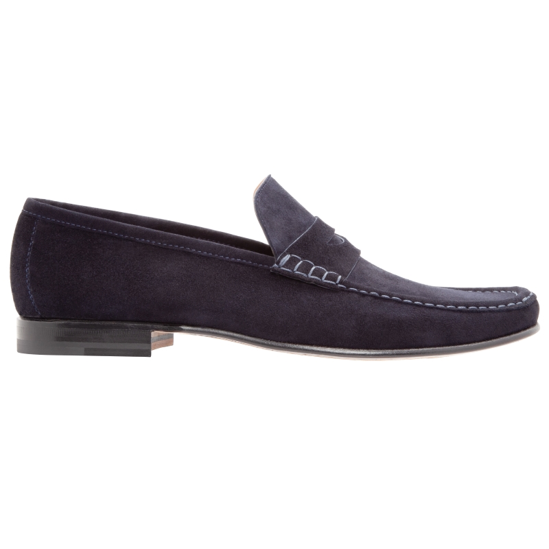 Stemar Sorrento Suede Penny Loafers Navy Image