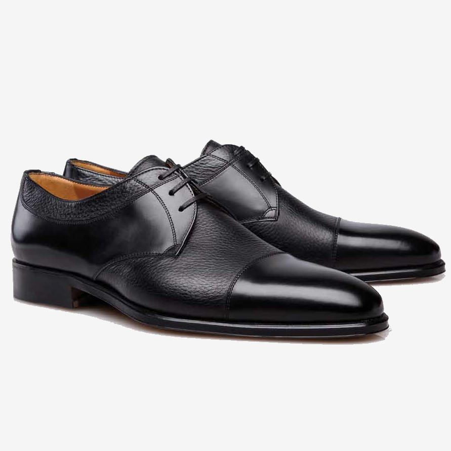 Stemar Cuneo Deerskin Cap Toe Shoes Black Image