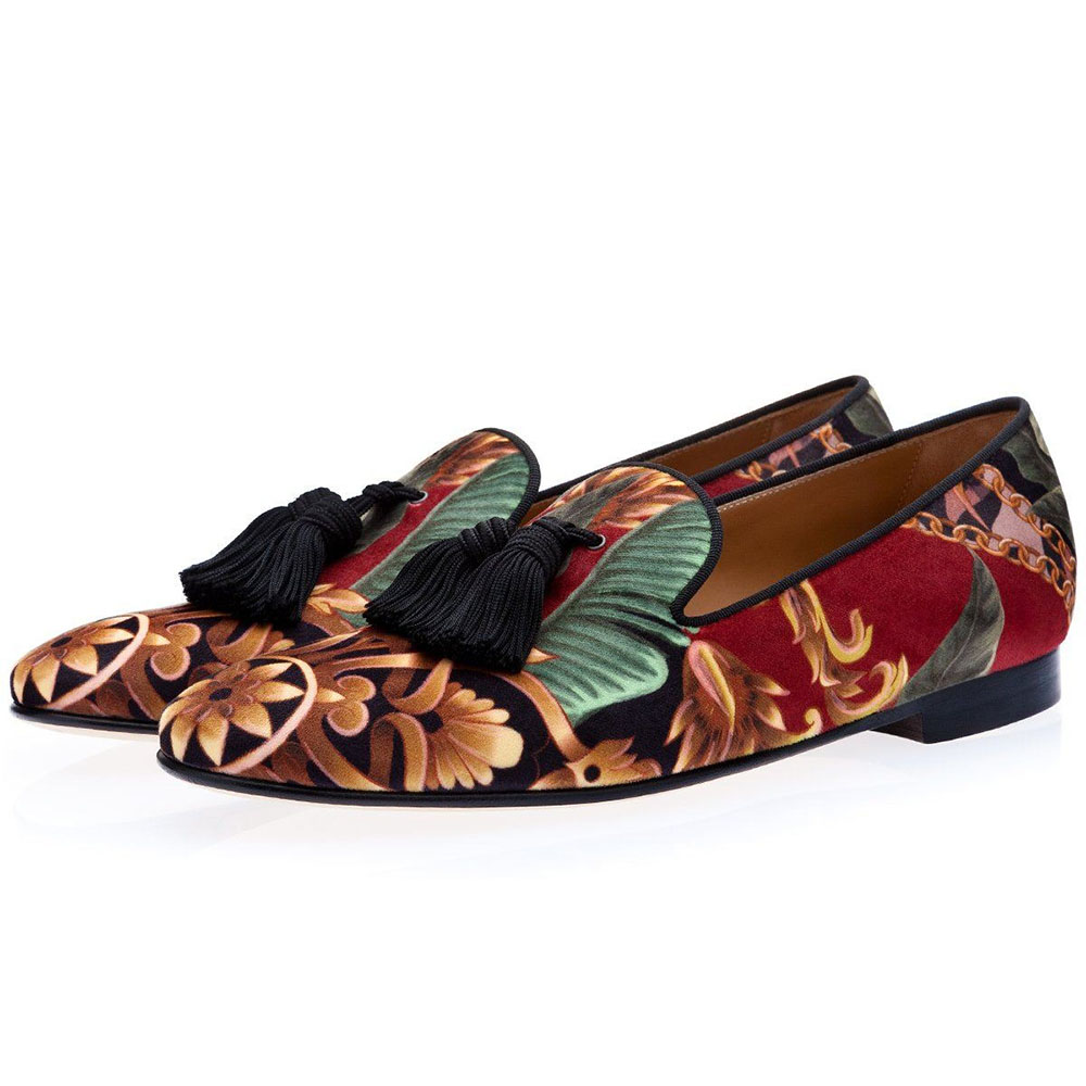 Superglamourous Louis Philodendron Slippers Red Image