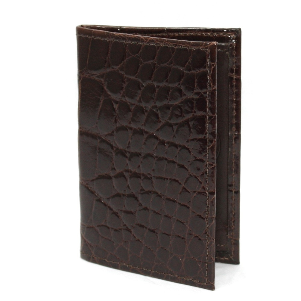 Torino Leather Genuine Alligator Gusseted Card Case - Brown Image