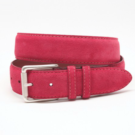 Torino Leather European Suede Belt Red Image