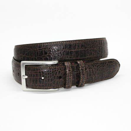 Torino Leather Alligator Embossed Calfskin Belt Chocolate Image