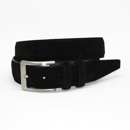 Torino Leather Italian Calf Suede Belt Black Image