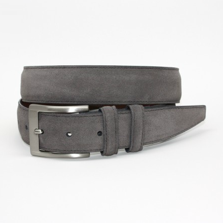 Torino Leather Italian Calf Suede Belt Gray Image