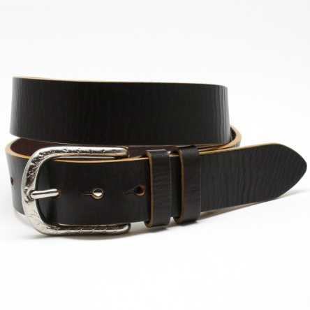 Torino Leather Hand Boarded Latigo Harness Belt Dark Brown Image