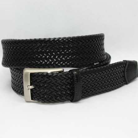 Torino Leather Italian Woven Calf Belt Black Image