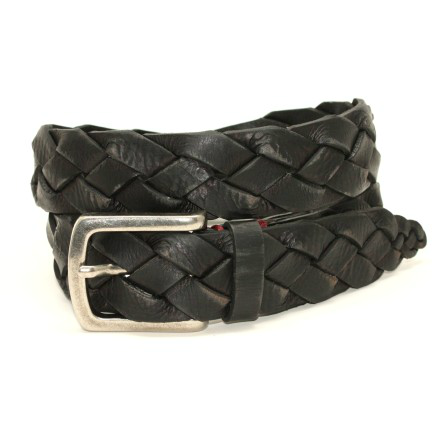 Torino Leather Tumbled Glove Leather Braid Belt Black Image