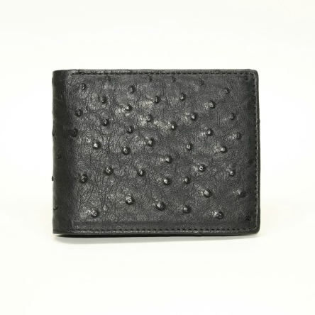 Torino Leather Ostrich Billfold Wallet Black Image