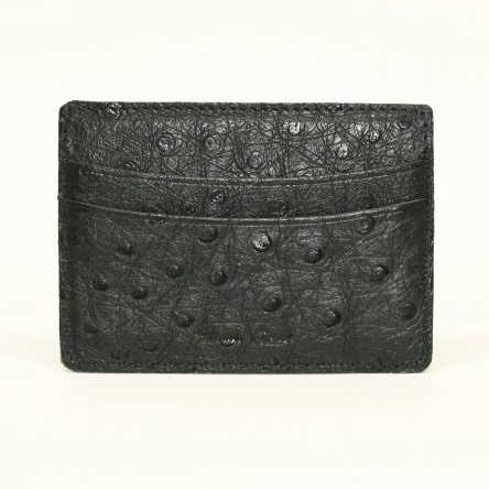 Torino Leather Ostrich Card Case Black Image