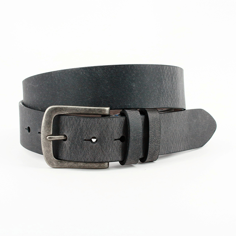 Torino Leather Distressed Waxed Harness Leather Belt Charcoal Image