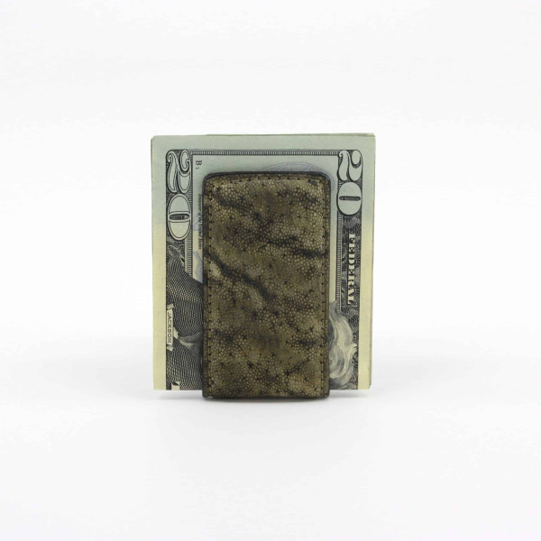 Torino Leather Elephant Skin Money Clip Olive Image